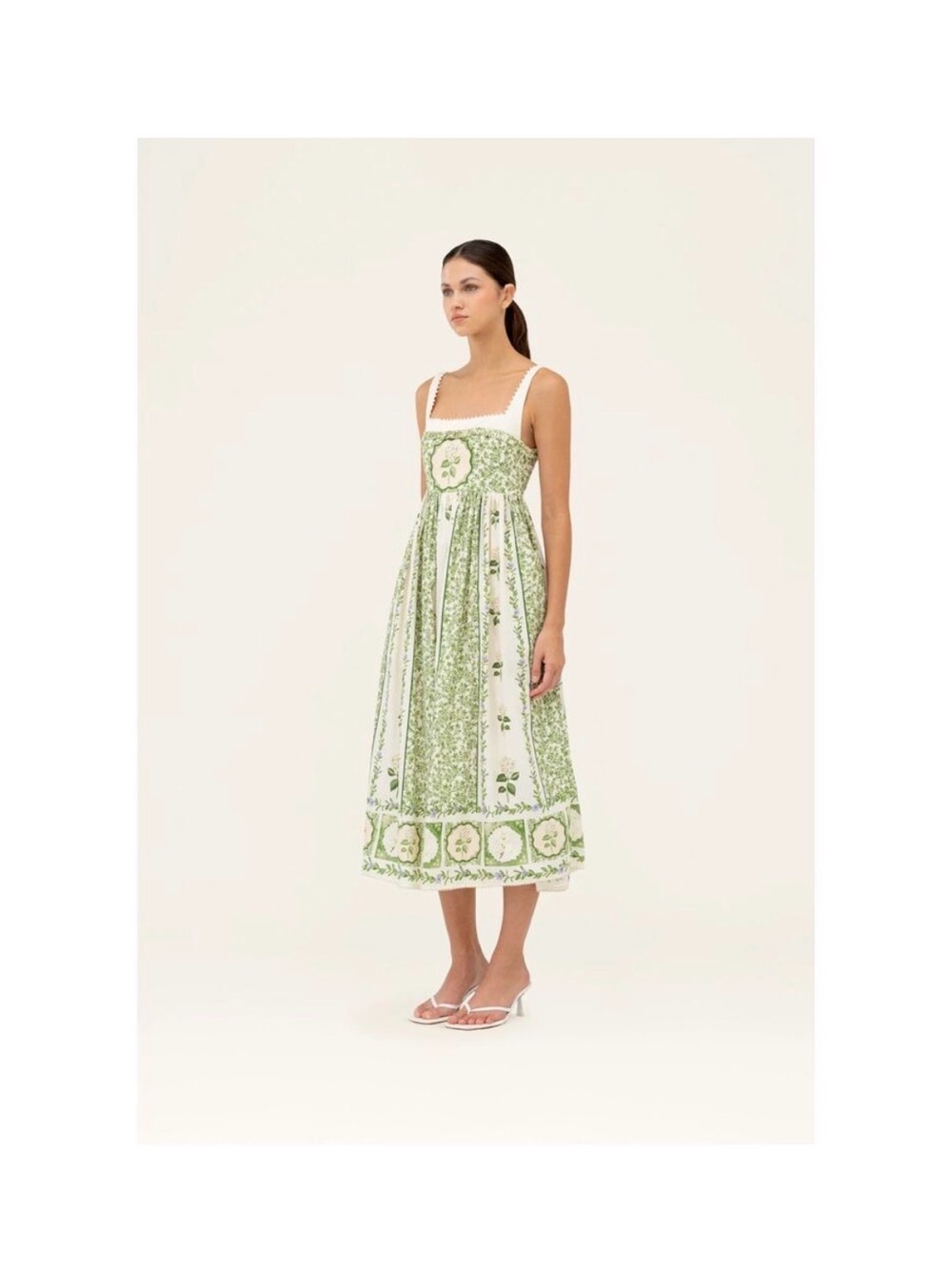Agua by Agua Bendita Barbara Floral Cotton Midi Dress Size: Small - Picture 4 of 10